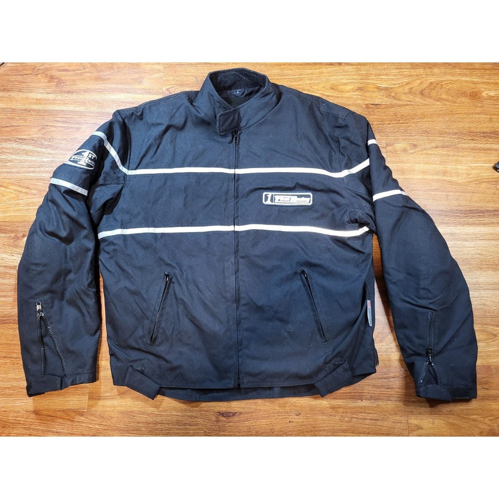 First Racing Motorcycle Jacket Mens Size L Scotchlite 3M Arm‎ Shield